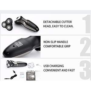 Afeitadora Eléctrica Recargable Inalámbrica para Hombre, Maquinilla de Afeitar Rotatoria con Triple Cuchilla, Uso en Seco/Húmedo, Impermeable IPX7, Mini Maquinilla de Repuesto - Product Image 2