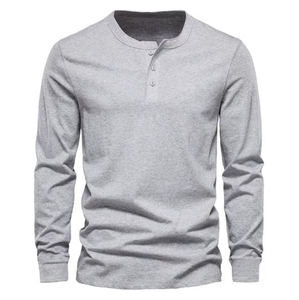 Camiseta de Manga Larga con Cuello de Botones para Hombre, Diseño Liso, Lino/Algodón, Transpirable y Ecológica, de Secado Rápido, Personalizable - Product Image 3