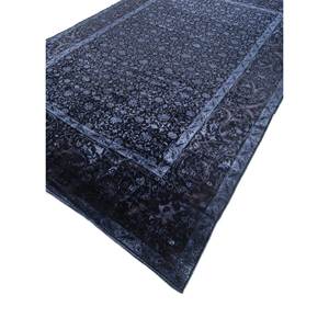 Tapis rectangulaire Aalam bleu noué à la main en laine et soie, grand format Pae-6141, motif floral, pour salon et couloir, idéal pour la maison - Product Image 2