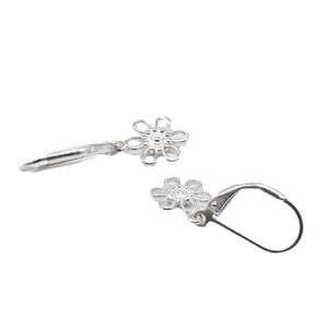 Prix de gros à la mode en argent Sterling 925 fleur goutte boucle d'oreille brillant tournesol boucle d'oreille plaine levier dos élégant brillant fleur - Product Image 3