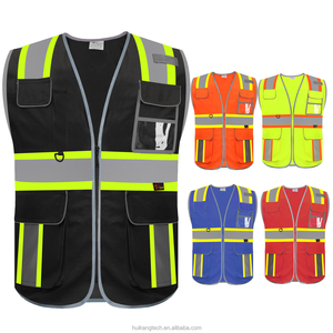 Gilet de sécurité réfléchissant haute visibilité de qualité supérieure avec poches et fermeture éclair pour équipement de travail de construction, gilet de travail EPI - Product Image 1