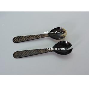 New Arrival Classic Style Eco-Friendly Buffalo Horn Salad Tools Server Set High Polished Wedding Gift <b>Kitchenware</b> for Parties - Product Image 3