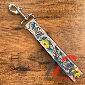 Fabricant de gros personnalisé usiné à la main en cuir laisse de circulation laisse courte pour la formation de chien trafic poignée rembourrée - Product Image 1