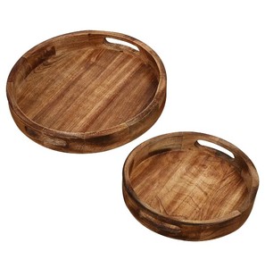 Lot de 2 plateaux en bois de comptoir plateaux organisateurs multifonctionnels pour cuisine chambre service à vin et garde-manger stockage à bon prix - Product Image 2