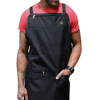 Celemek Server penata rambut hitam kustom Pria & Wanita Logo cetak Khusus dalam celemek tukang cukur katun dengan desain & pola unik