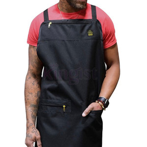 Tabliers de coiffeur noirs personnalisés pour hommes et femmes Logo imprimé spécifique en coton-Tablier de barbier avec motifs et motifs uniques - Product Image 4