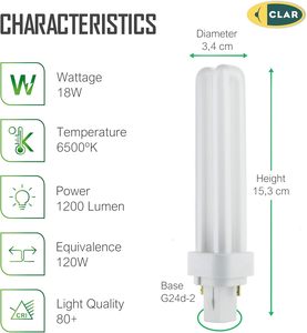 Gemini D Nhỏ Gọn Đèn Huỳnh Quang <span class=keywords><strong>13W</strong></span>, 18W <span class=keywords><strong>G24d</strong></span>-<span class=keywords><strong>2</strong></span>, Lumen Cao <span class=keywords><strong>2</strong></span>-<span class=keywords><strong>Pin</strong></span> CFL Ống Cho Công Nghiệp Và Trong Nhà Chiếu Sáng Chuyên Nghiệp - Product Image 6