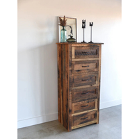 Haut meuble rustique vintage en bois massif de récupération Style industriel 6 tiroirs Finition de couleur naturelle pour les armoires de salon