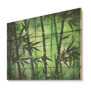 Zen Decor Art mural en bois bambou vert et bois clair foncé sur pin naturel Panneaux muraux à des fins décoratives - Product Image 4