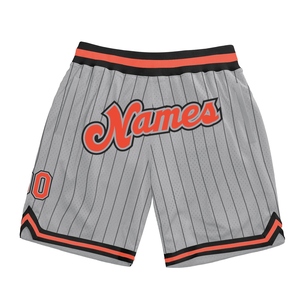 Industrie Direct Engro Sportswear Basketball Shorts Custom Gray Black Pinstripe Orange-Black Authentic Basketball Shorts - Product Image 1