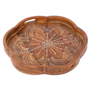 High Quality Hand Carved Mango Wood Serving <b>Tray</b> <b>Wooden</b> Decor <b>Tray</b> Hot Selling for Kitchen Dining <b>Table</b> at Supply with Low MOQ - Product Image 4
