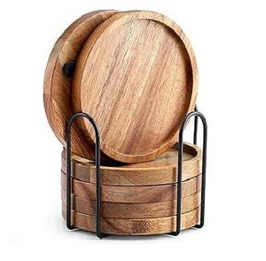 Wholesale Custom Factory Acacia <b>Wood</b> Coaster Walnut Wooden Coaster Beech Coaster for Coffee Tea Cup - Product Image 1