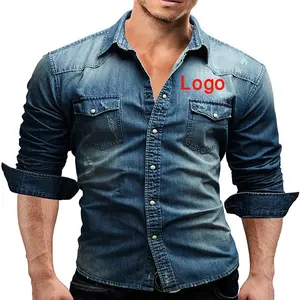 100% Cotton Người Đàn Ông Của Thường Thể-Phù Hợp Denim Áo Sơ Mi Phong Cách Mới Tùy Chỉnh Denim Áo Sơ Mi Hot Bán Nhà Máy Trực Tiếp Từ Bangladesh