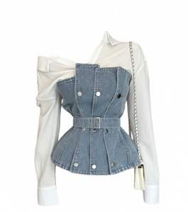 Denim High Quality <b>Short</b> <b>Dungaree</b> <b>Women</b> Light Wash Distressed Vintage Effortless Style Bib Overall Button Summer Winter - Product Image 1