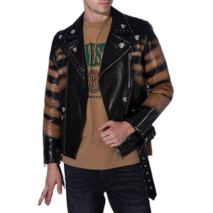 2023 nueva motocicleta diseño personalizado chaqueta de cuero marrón de alta calidad cuello levantado invierno a prueba de viento venta al por mayor precio barato - Product Image 4