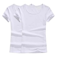 Camiseta Casual Blanca de Cuello Redondo y Manga Corta para Mujer, con Logotipo Personalizado, Bordado, Algodón y Poliéster, Ropa de Verano