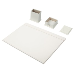 Élégant ensemble de bureau en métal pour organisateur de fournitures de bureau 4 pièces avec grand tapis de bureau et accessoires de papeterie en maille de cuir - Product Image 1