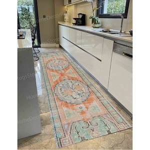 Tapis à motif de roses abstraites, tapis imprimé, délavé, mat, marocain, turc, personnalisé, petit, orange, tapis fin non tissé - Product Image 5