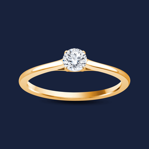 Bague Cathédrale à Cerceau en Or Massif 14K avec 1 Diamant de Laboratoire Rond de 0,30 Carat H+-SI, Idéale pour Cadeau de Mariage ou d'Anniversaire - Product Image 1