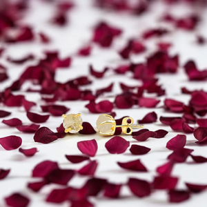 ต่างหูควอตซ์ใสแท้5-7มม. สำหรับผู้หญิงหินวันเกิดทำด้วยมือ925เงินสเตอร์ลิงเครื่องประดับชุบทองแบบคลาสสิก - Product Image 2