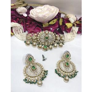 Collar de novia clásico de moissanita chapado en oro de latón de primera calidad con pendientes a juego, colección para bodas, para mujer - Product Image 1