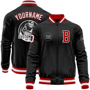 Custom <b>Black</b> <b>Red</b>-White Bomber <b>Varsity</b> Letterman Zipper <b>Jacket</b> Windbreaker Streetwear Vintage Men's <b>Varsity</b> <b>Jacket</b> - Product Image 1
