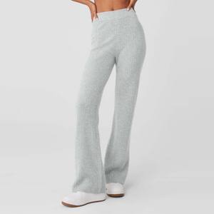<b>Women</b> High-Waisted Knit Lounge Pants | Comfortable and Breathable <b>Stretch</b> Lounge Pants with Elastic Waist Ideal for Casual - Product Image 1