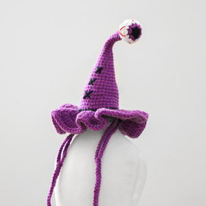 Chapeaux pour animaux de compagnie en gros, accessoires pour chats d'Halloween, chapeau de sorcier au crochet fait main - Product Image 3