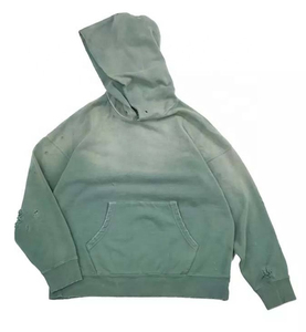 <b>Men's</b> Regular Fit Hooded Sweatshirt Color Block Blue Washed Knitted Cotton Casual Streetwear Winter Lightweight Pocket Fleece - Product Image 2