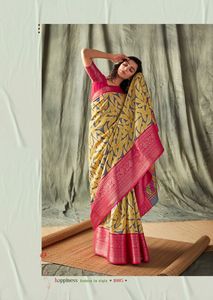 Gadwal-ropa informal tradicional de seda pura para fiesta de boda, diseñador de borde, Saree, con blusa a juego - Product Image 2