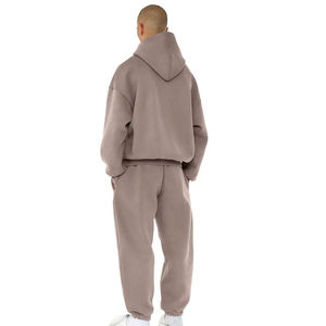 Streetwear d'hiver 2 en 1 pour hommes, ensemble de survêtement à capuche et cordon de serrage, pantalon, 100% coton, polaire et respirant, imprimé personnalisé - Product Image 2