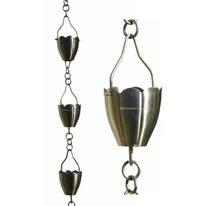 Silver Finished Metal Rain Chain for Home and <b>Garden</b> Decorative <b>Hanging</b> Flower Cup Water Gutters Downspout Rain Chain - Product Image 1