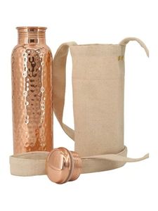 Bouteille d'eau en cuivre pur de qualité supérieure, étanche, récipient en cuivre ayurvédique pour la santé, 1000 ml, bouteille d'eau de sport sans couture pour le yoga et le bureau - Product Image 5