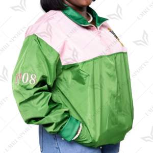 Logotipo bordado de ropa griega cortavientos con media cremallera AKA personalizado para Sorority & Fantarnity Premium Nylon Construction - Product Image 1