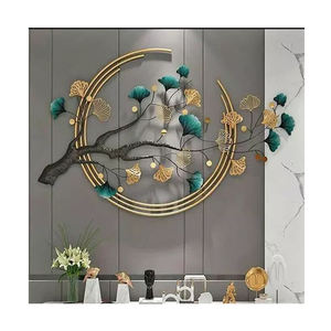 Metal Marque Home Metal Flower Wall Art Decor Grandes sculptures murales d'intérieur à suspendre Décoration d'art naturel pour la maison-Taille 43 pouces - Product Image 2