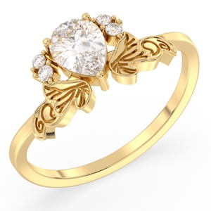 Bague de fiançailles REYES en argent sterling 925, design unique, taille poire, moissanite 0,71 ct, pour femme, cadeau de mariage, bijoux fins - Product Image 2