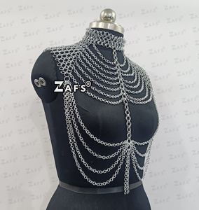 Haut médiéval en cotte de mailles fait à la main en aluminium anneau bout à bout pour femmes et filles tenue fantaisie Renaissance prix de gros disponible - Product Image 2