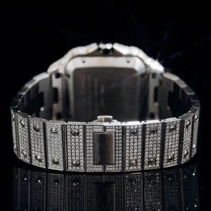 Haute qualité élégant cadran bleu automatique VVS Moissanite diamant montre chiffre romain visage carré entièrement glacé largeur de bande 20mm - Product Image 3