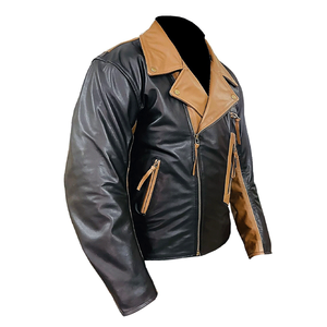 Veste de moto bicolore en cuir véritable de style motard pour hommes Veste de moto en cuir de piste protégée blindée CE pour hommes - Product Image 3