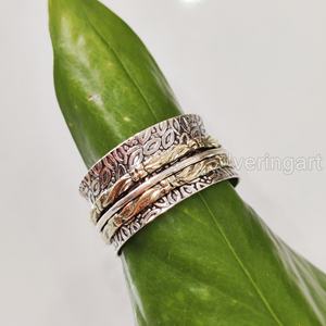 Vente en gros de bagues de méditation en argent sterling 925 pour femmes bagues de pouce faites à la main bijoux de fête anxiété pour hommes bagues spinner - Product Image 2