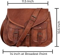 Tas Selempang Kulit Asli Ukuran Sedang Gaya Vintage Tahan Air Ringan Tali Selempang Dapat Disesuaikan Kapasitas Besar Kasual