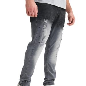 Nouveau jean pour homme délavé à l'acide, coupe droite, design usé, style streetwear, prix usine, vente chaude - Product Image 1