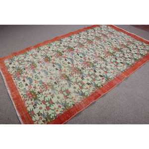 Turkish Rug, Large 5,2x9,1 ft Vintage Rug, <b>Red</b> Striped <b>Wool</b> Rug - Product Image 2