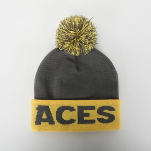 Chapeaux en tricot personnalisés OEM avec étiquette tissée, pompon en acrylique de qualité supérieure, bicolore, pompon coloré, bonnet ajustable, cyclisme, hiver, événements en plein air - Product Image 5