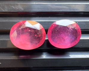 Rempli de verre rubis rouge poli ovale à facettes coupe lustre 3x5 à 10x12 MM pierre précieuse en vrac pour la fabrication de bijoux - Product Image 4