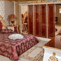 Ensemble de chambre à coucher Pahlevi en bois de mahogany massif classique européen de luxe avec sculpture à la main de haute qualité pour une utilisation