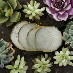 Wholesale Luxury Customizable Eco-Friendly Thin Agate Slices Coasters Home Office Decor Stone <b>Mats</b> & Pads Drinks Bulk Supply - Product Image 5