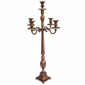 Wedding Decoration Centerpieces 5 Arm Copper Antique Metal <b>Candelabra</b> for Event Party Lights Decor Floor <b>Candelabra</b> - Product Image 1
