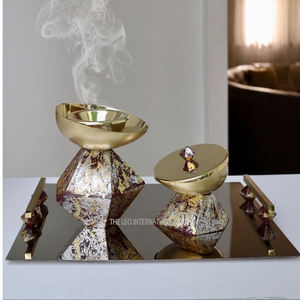 Brûleur d'encens islamique arabe Oud Bakhoor vente en gros cadeaux couleur dorée laiton décoratif dernier arabe - Product Image 6