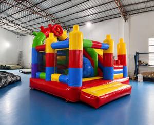 Château gonflable de haute qualité très populaire avec toboggan et piscine à balles, en PVC, couleur et logo personnalisés, pour usage extérieur - Product Image 1